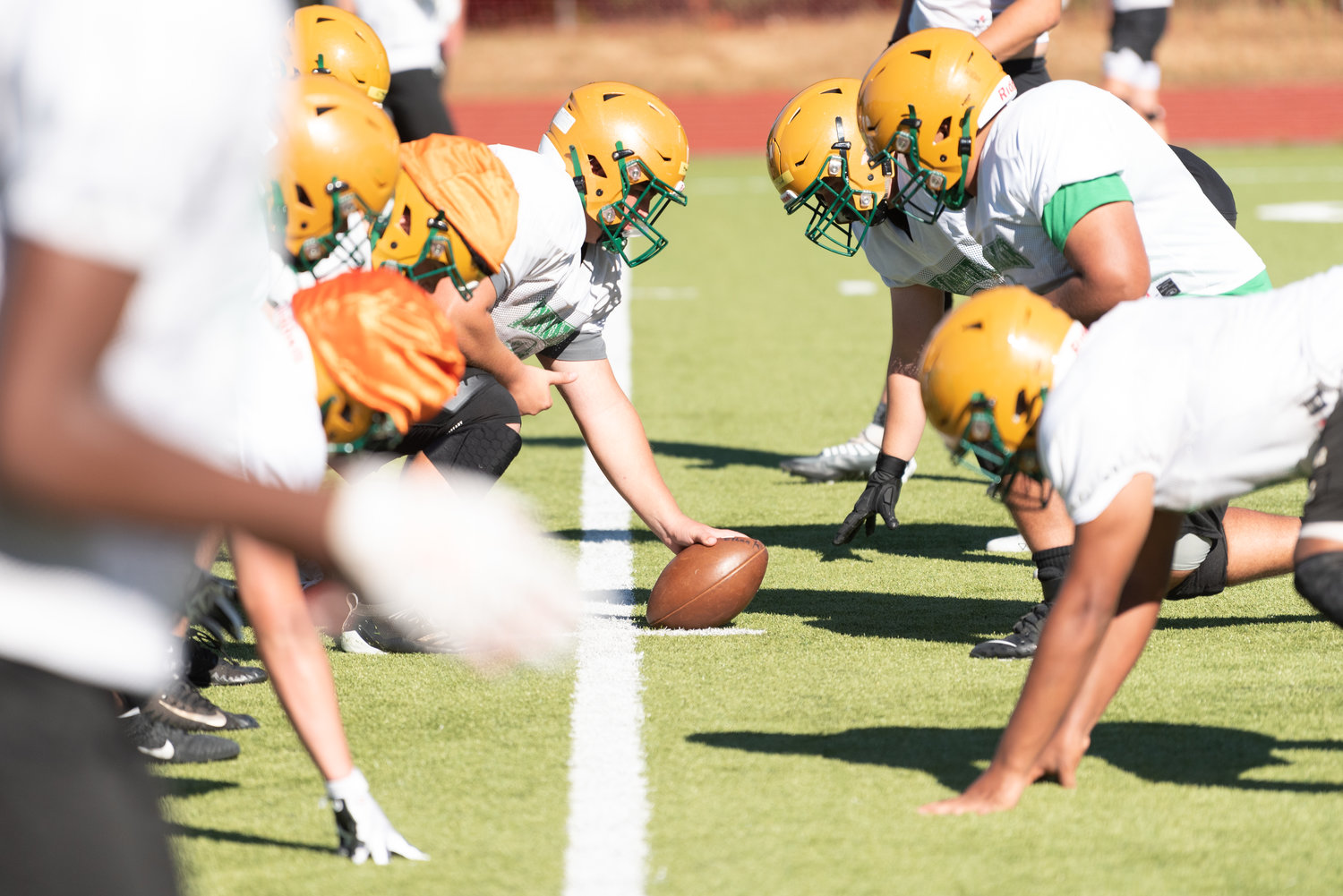 The lines set up opposite one another at Tumwaters' Aug. 22 practice.